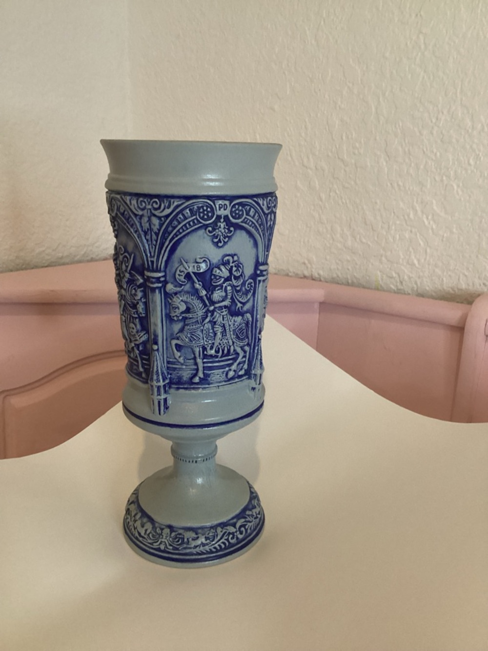 Western Germany Peter Fiedler Salt Glazed Ceramic 1518Knights Medieval Beerstein